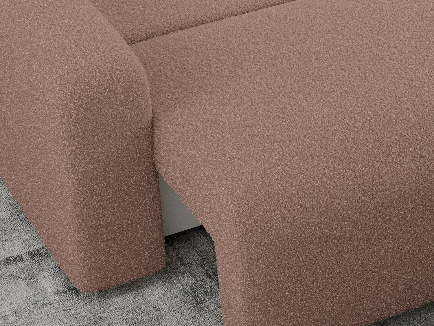 Ecksofa ARGOS - mit Schlaffunktion, Sofa mit armlehnen, Bettkasten, 3-Sitzer Sofa - Rosa Boucle