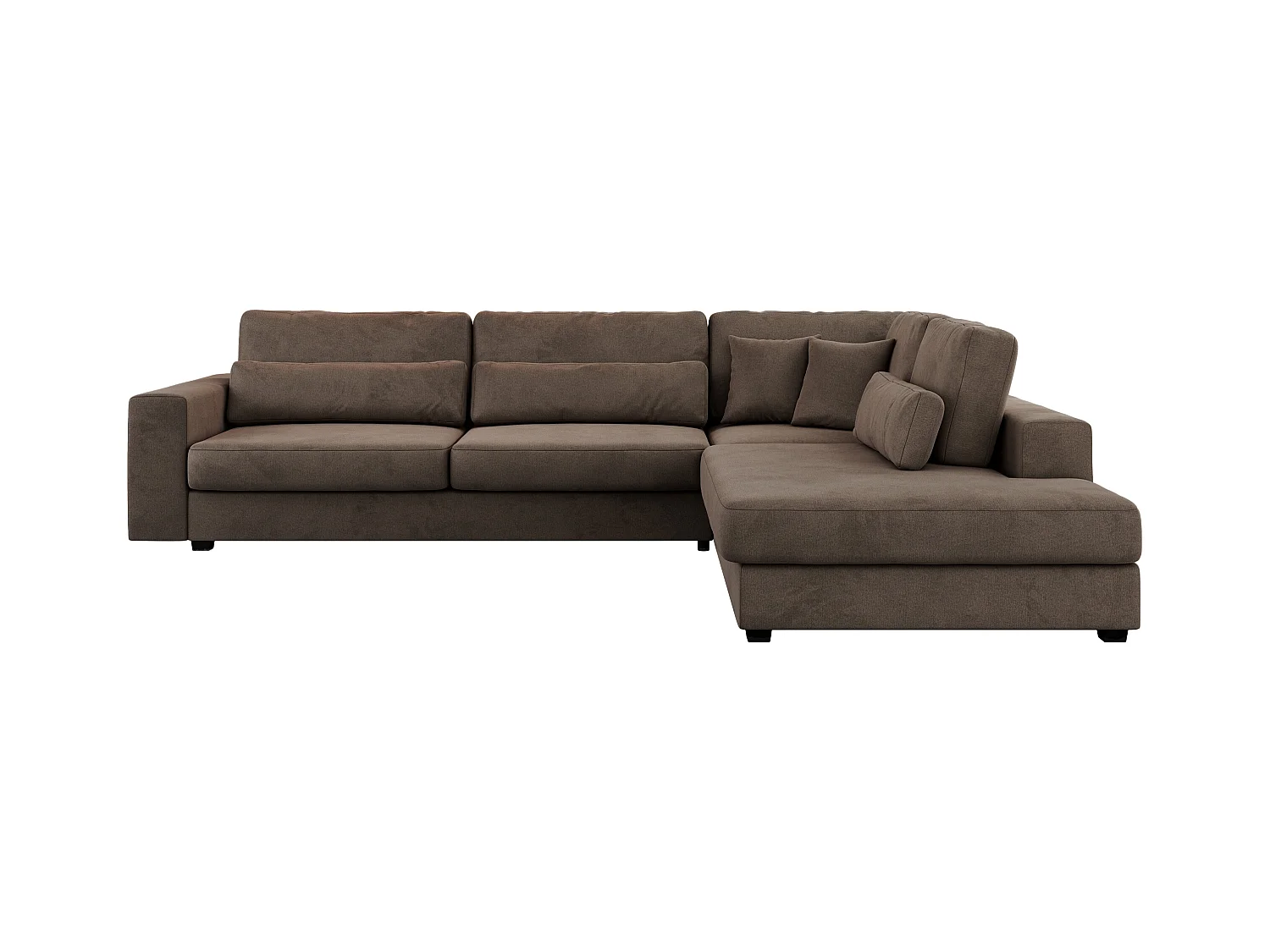 Ecksofa SAVONA - mit Armlehnen, lose Kissen, große L-förmige Ecke, Wohnlandschaft - Braun Velvet - Ecke Rechts