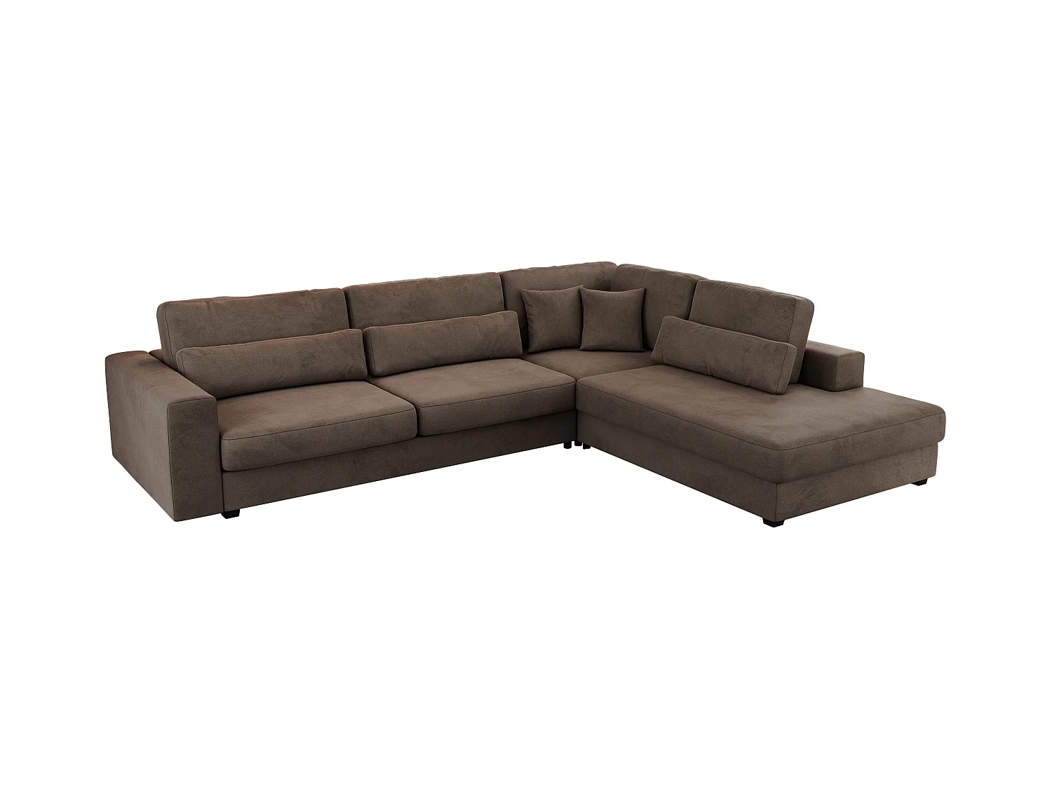 Ecksofa SAVONA - mit Armlehnen, lose Kissen, große L-förmige Ecke, Wohnlandschaft - Braun Velvet - Ecke Rechts