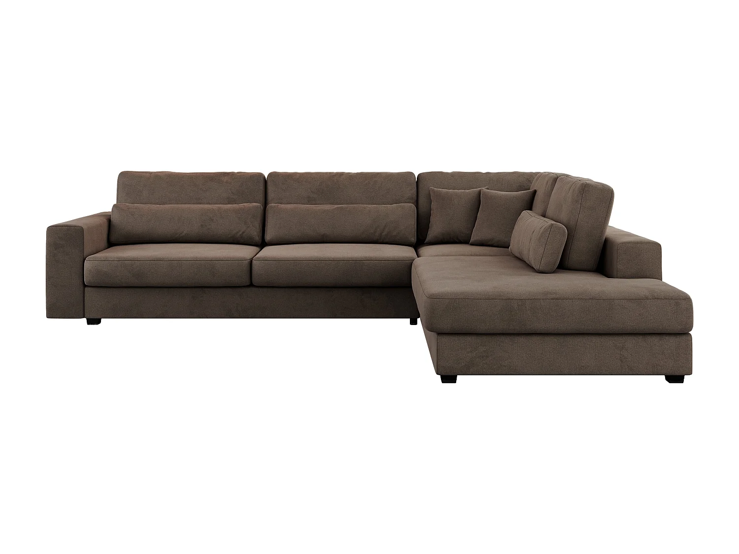 Ecksofa SAVONA - mit Armlehnen, lose Kissen, große L-förmige Ecke, Wohnlandschaft - Braun Velvet - Ecke Rechts