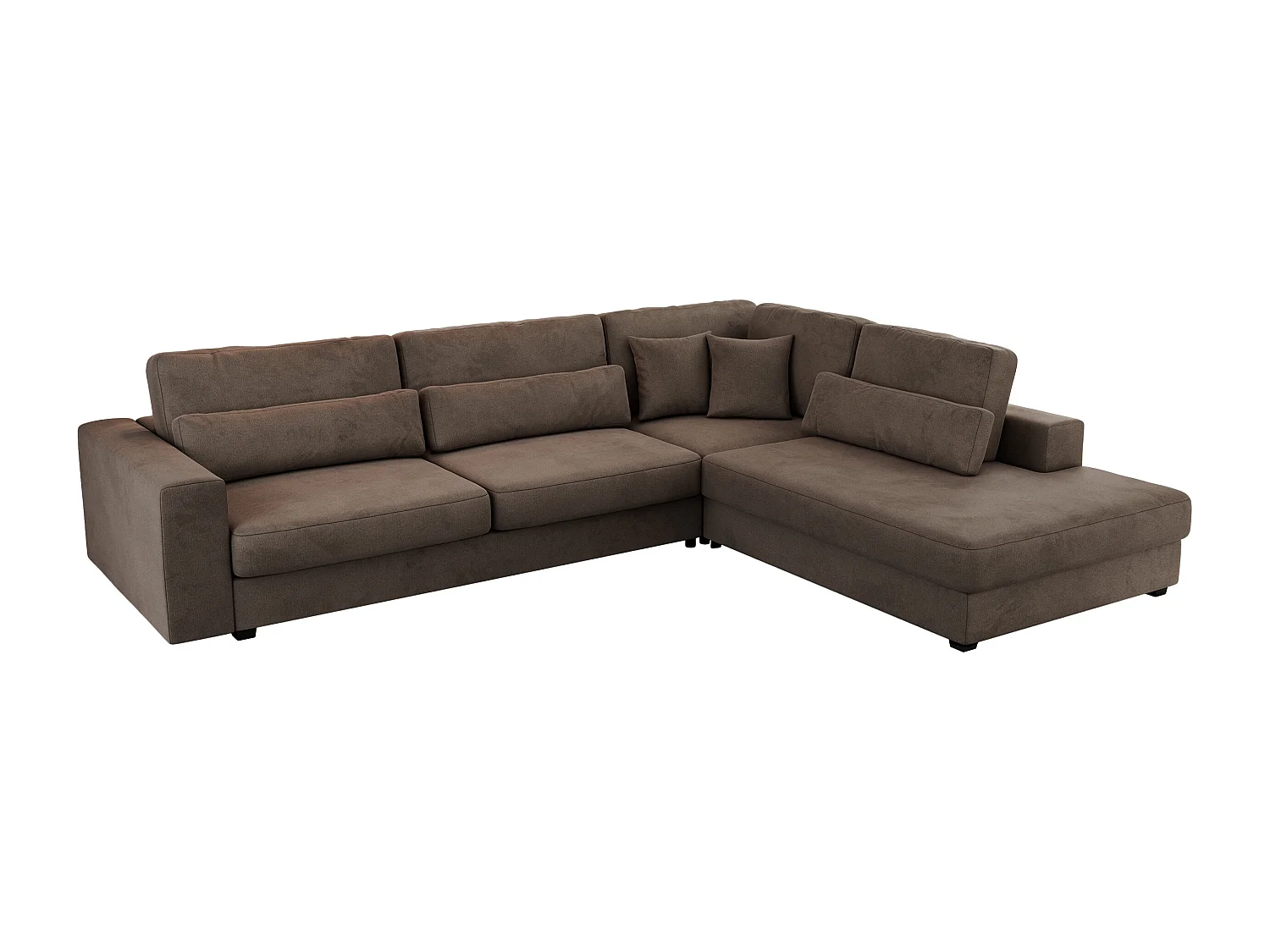 Ecksofa SAVONA - mit Armlehnen, lose Kissen, große L-förmige Ecke, Wohnlandschaft - Braun Velvet - Ecke Rechts