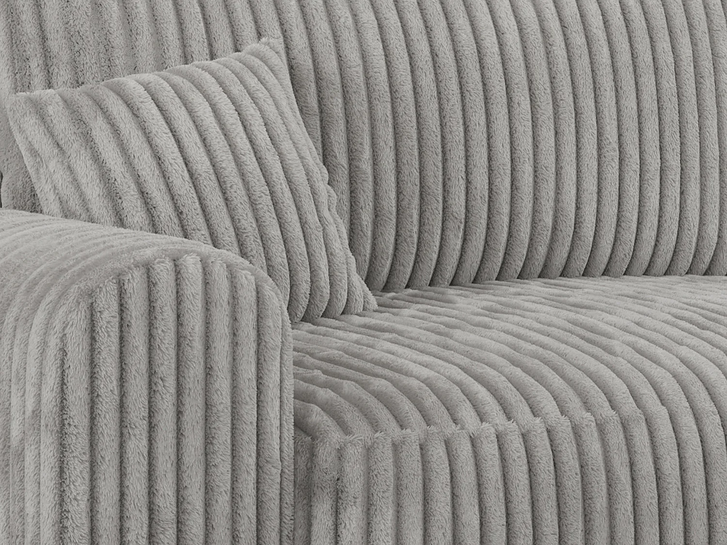 Ecksofa NELSON - Schlafcouch mit Armlehnen und Bettkasten, universelles L-förmige Ecksofa - Hellgrau Cord