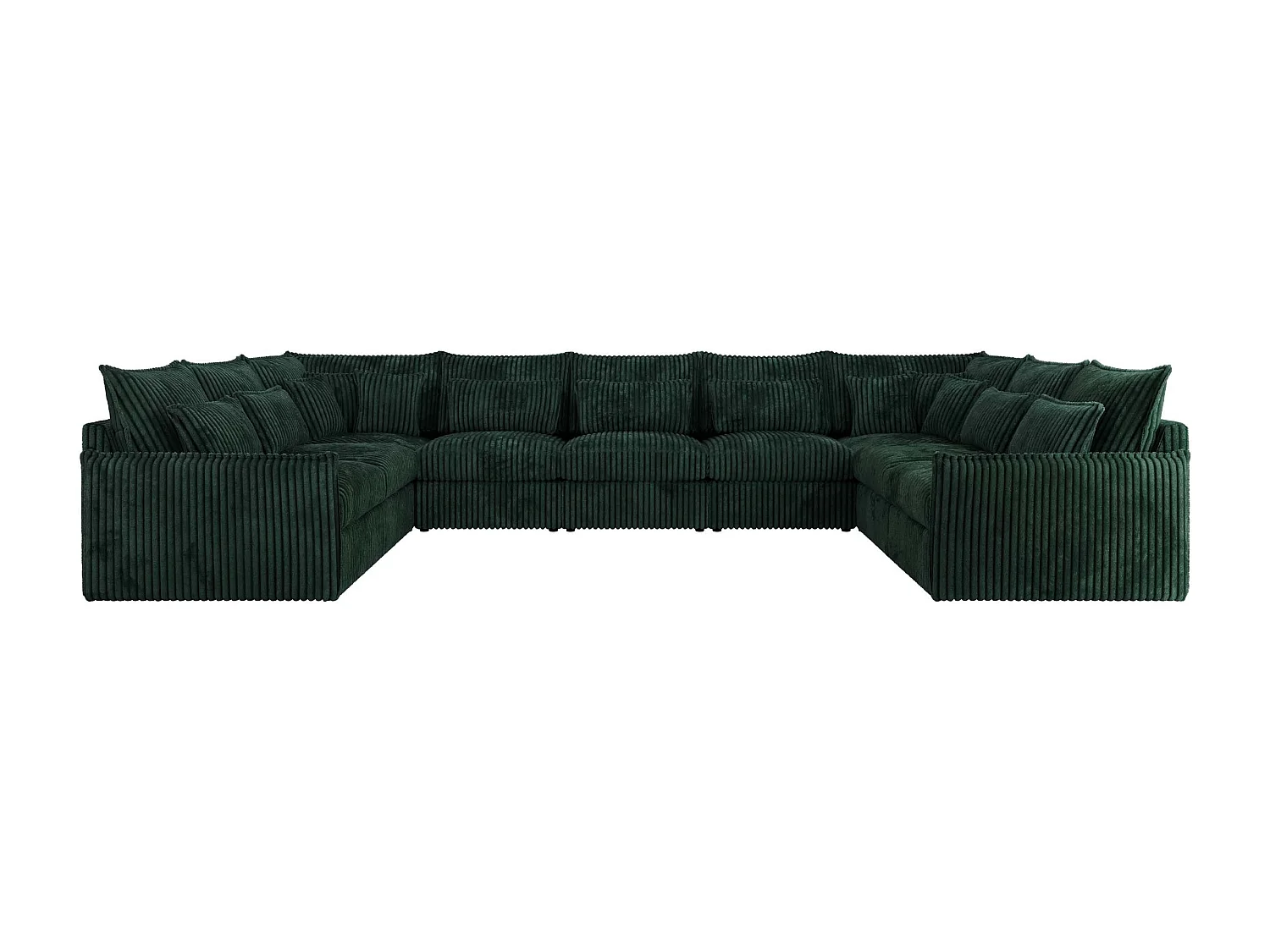 Ecksofa VERSO U9M - XXL Wohnlandschaft Ecke, modulare, Armlehnen und lose Kissen - Grün Cord