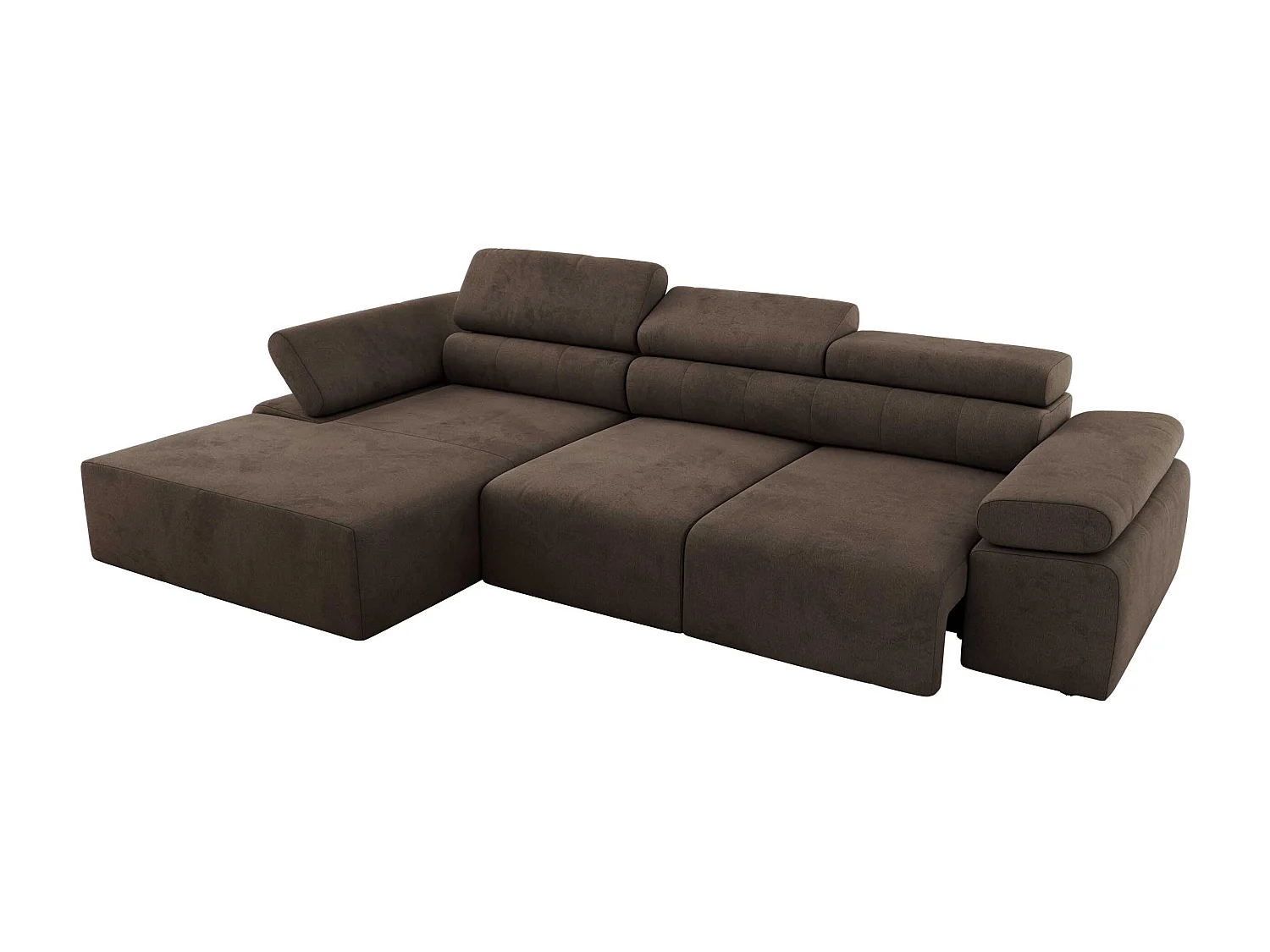 Ecksofa RILASSO - L-förmige Ecke mit Relax-funktion, elektrisch verstellbarer Sitz, Armlehnen - Braun Velvet - Ecke Links