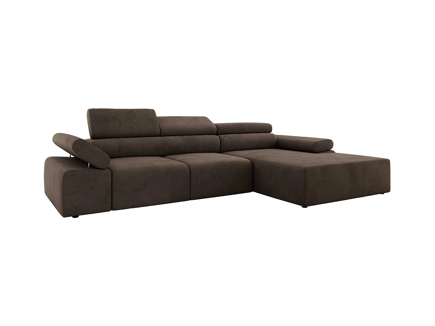Ecksofa RILASSO - L-förmige Ecke mit Relax-funktion, elektrisch verstellbarer Sitz, Armlehnen - Braun Velvet - Ecke Rechts