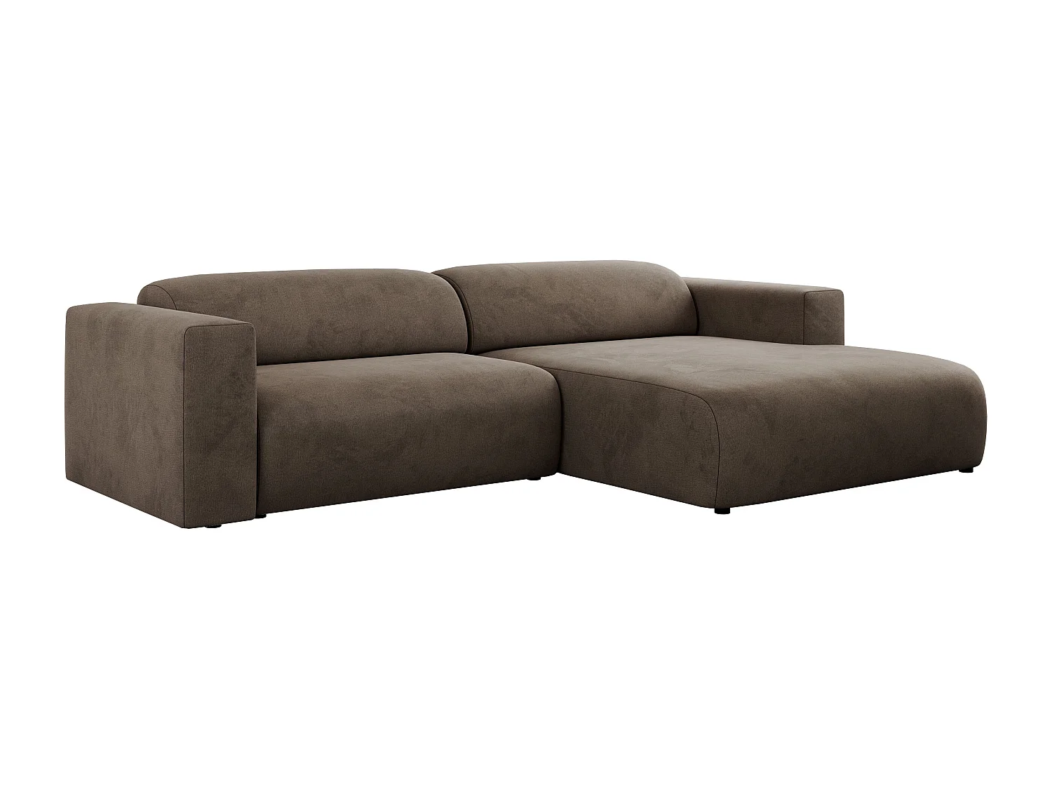 Ecksofa PASADENA - mit Armlehnen, Wohnlandschaft, freistehendes Sofa, große Ecke - Braun Velvet - Ecke Rechts
