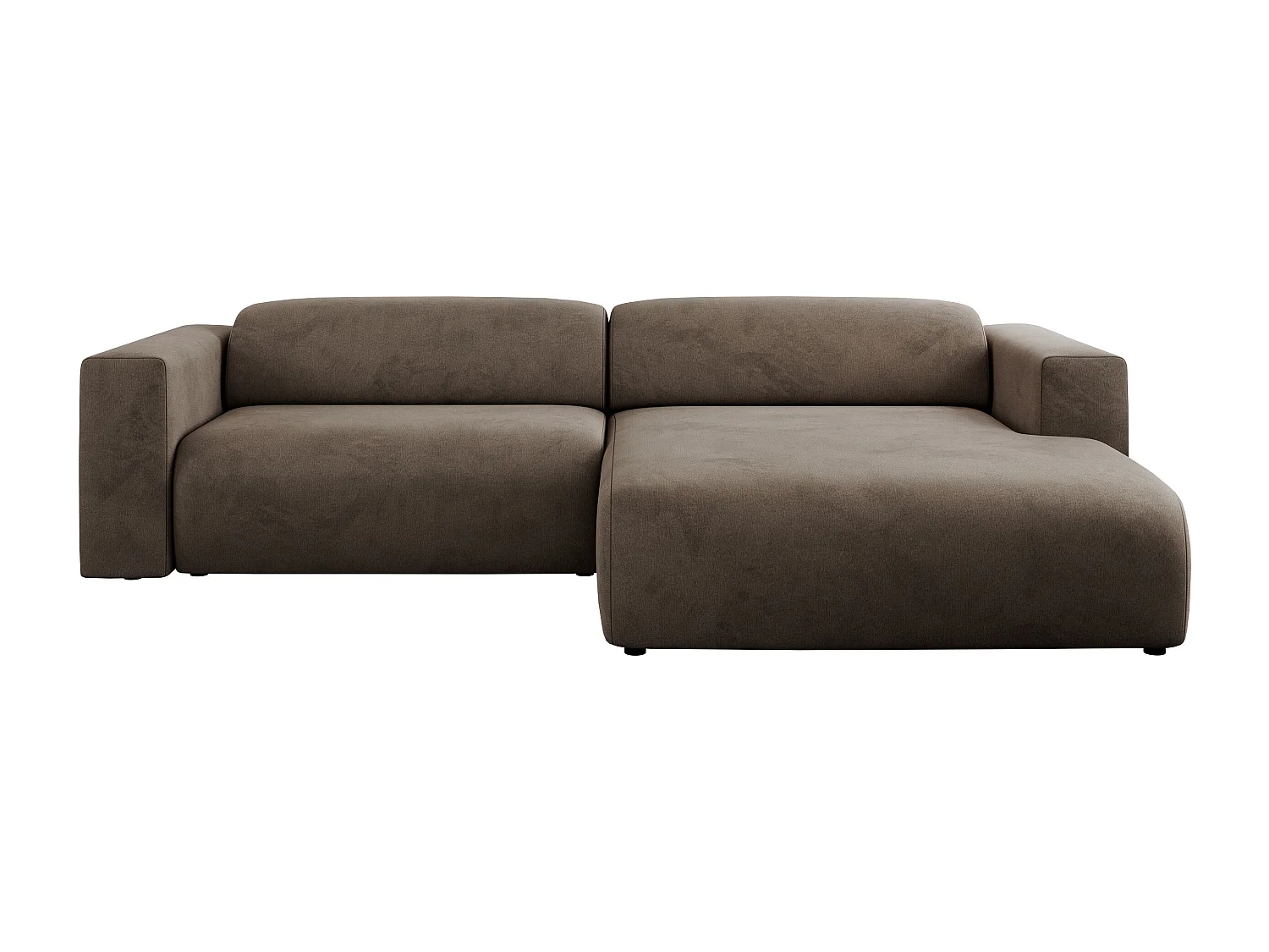 Ecksofa PASADENA - mit Armlehnen, Wohnlandschaft, freistehendes Sofa, große Ecke - Braun Velvet - Ecke Rechts