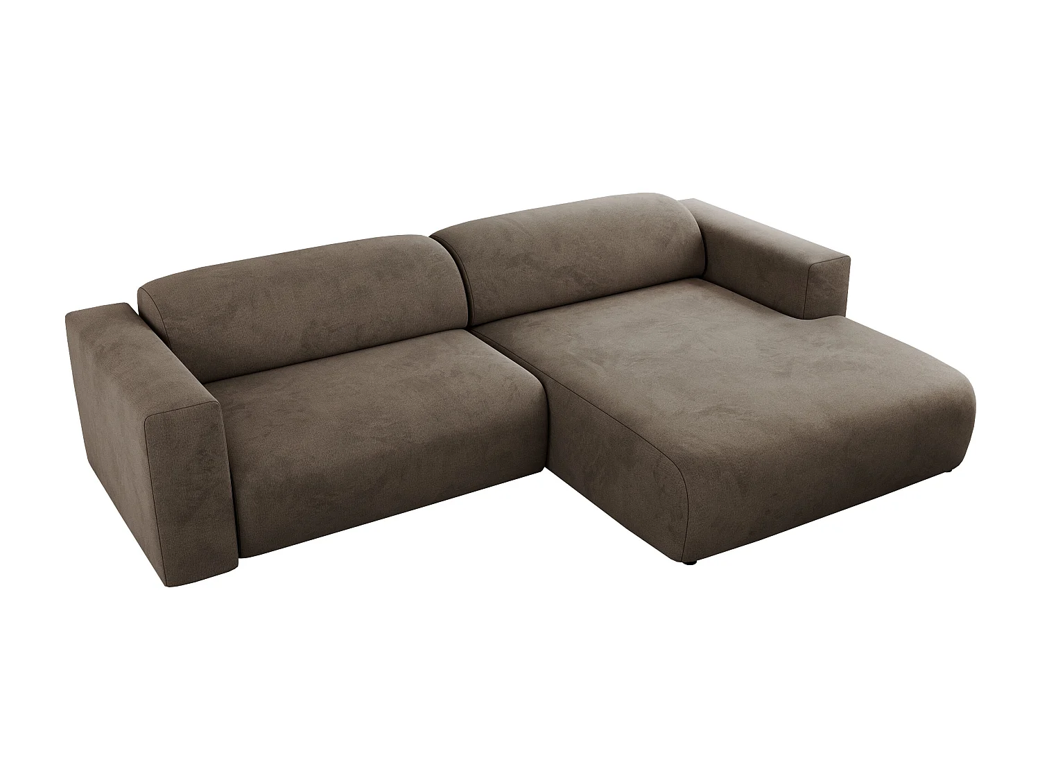 Ecksofa PASADENA - mit Armlehnen, Wohnlandschaft, freistehendes Sofa, große Ecke - Braun Velvet - Ecke Rechts