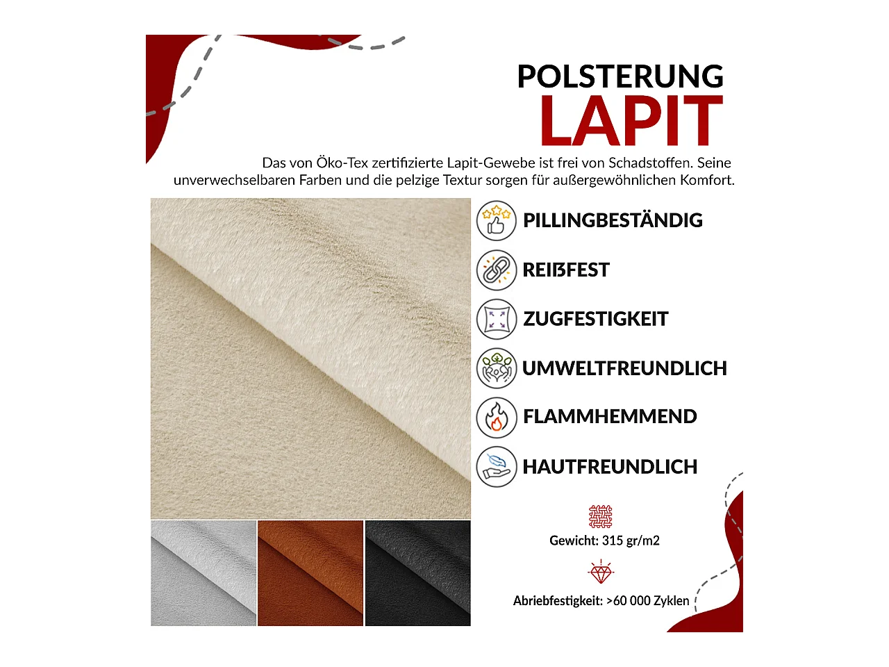 Ecksofa RILASSO - L-förmige Ecke mit Relax-funktion, elektrisch verstellbarer Sitz, Armlehnen - Beige Plüsch - Ecke Links