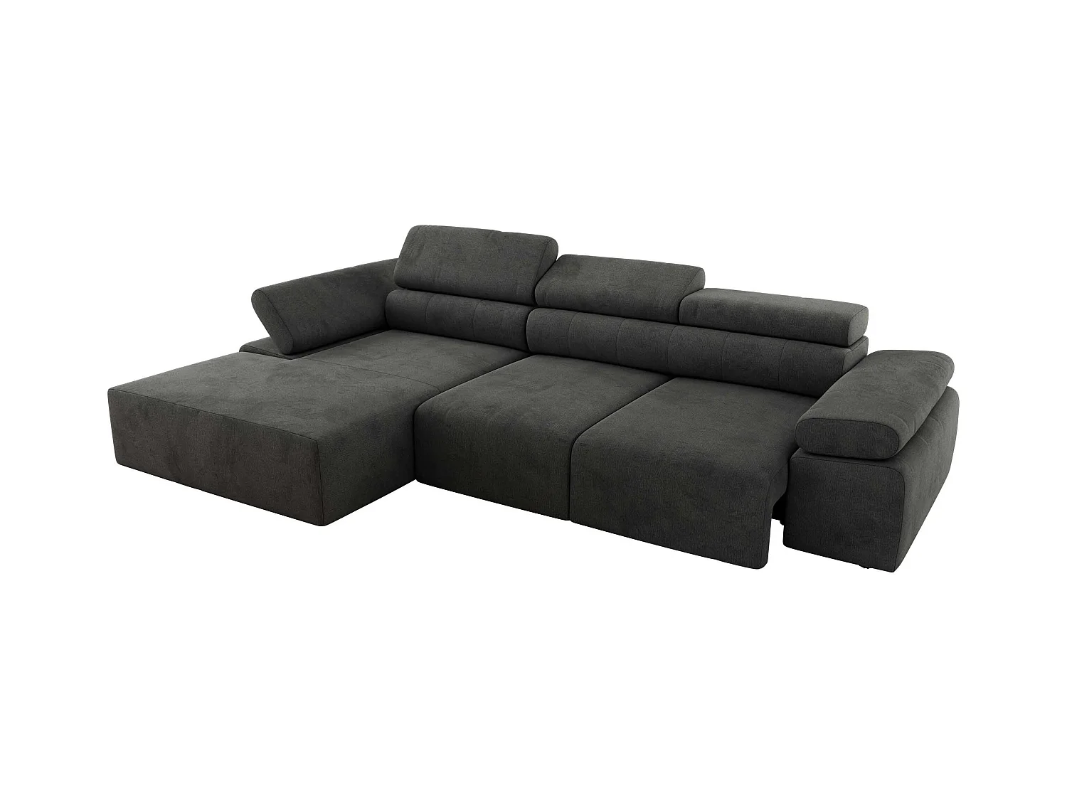 Ecksofa RILASSO - L-förmige Ecke mit Relax-funktion, elektrisch verstellbarer Sitz, Armlehnen - Dunkelgrau Velvet - Ecke Links