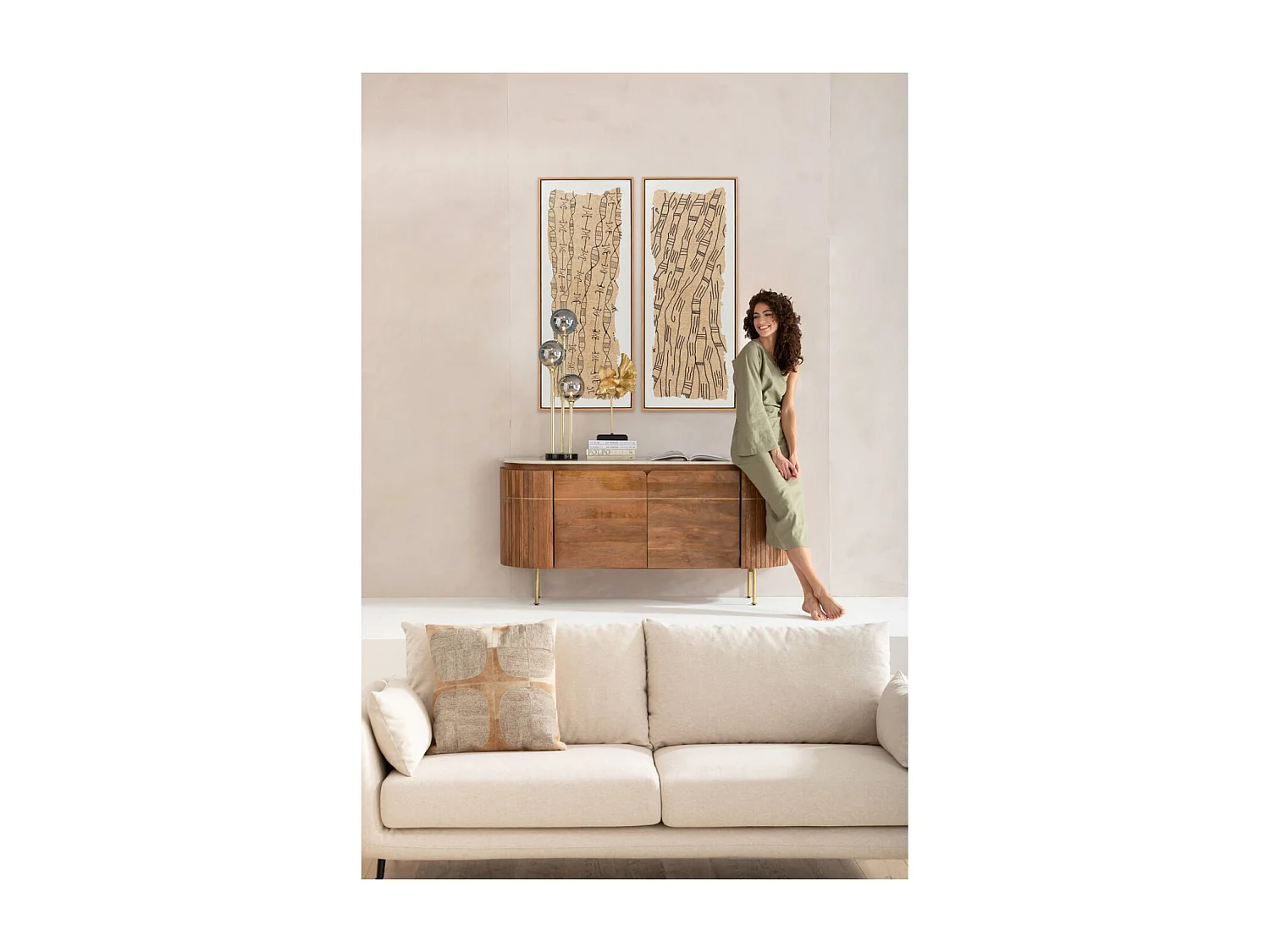 Framed Picture Native Lines 50x150cm