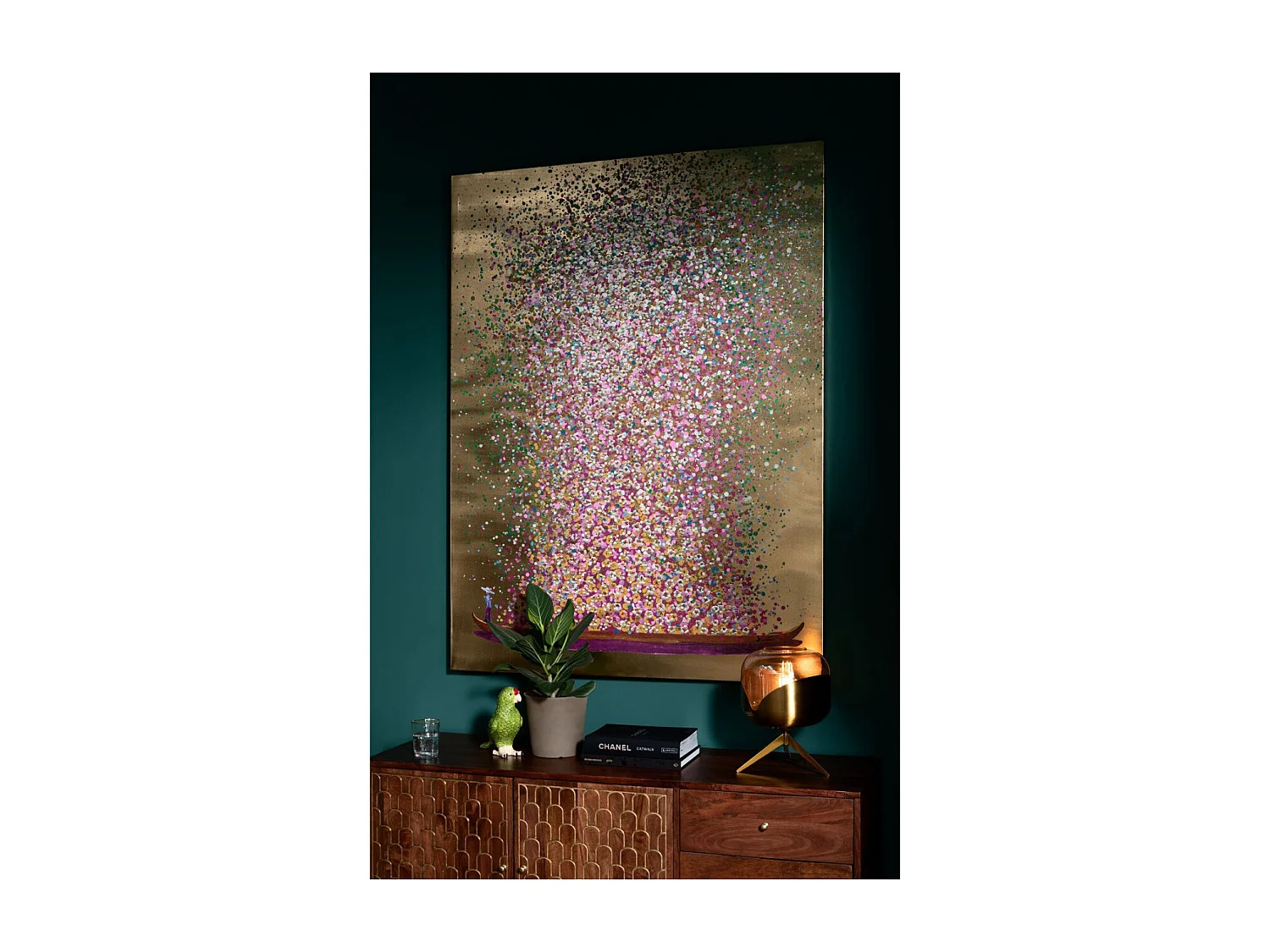 Tableau Touched Flower Boat doré-fuchsia Pink 120x