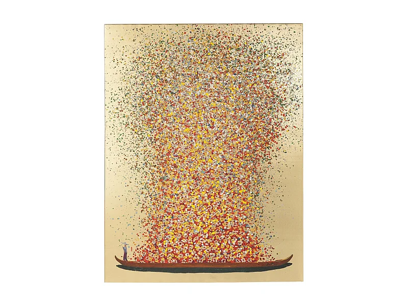 Tableau Touched Flower Boat doré-rouge 80x100cm