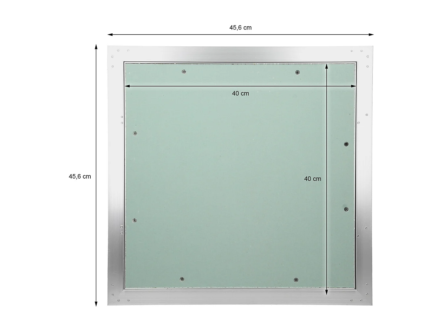 Trappe de visite 400x400 mm aluminium/vert plaque de plâtre imprégnée charnière de porte à droite/à gauche ouverture et fermeture par bouton-poussoir