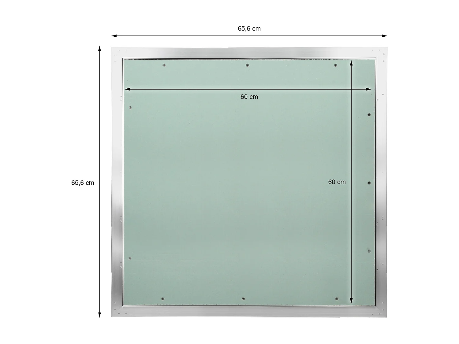 Trappe de visite 600x600 mm aluminium/vert plaque de plâtre imprégnée charnière de porte à droite/à gauche ouverture et fermeture par bouton-poussoir