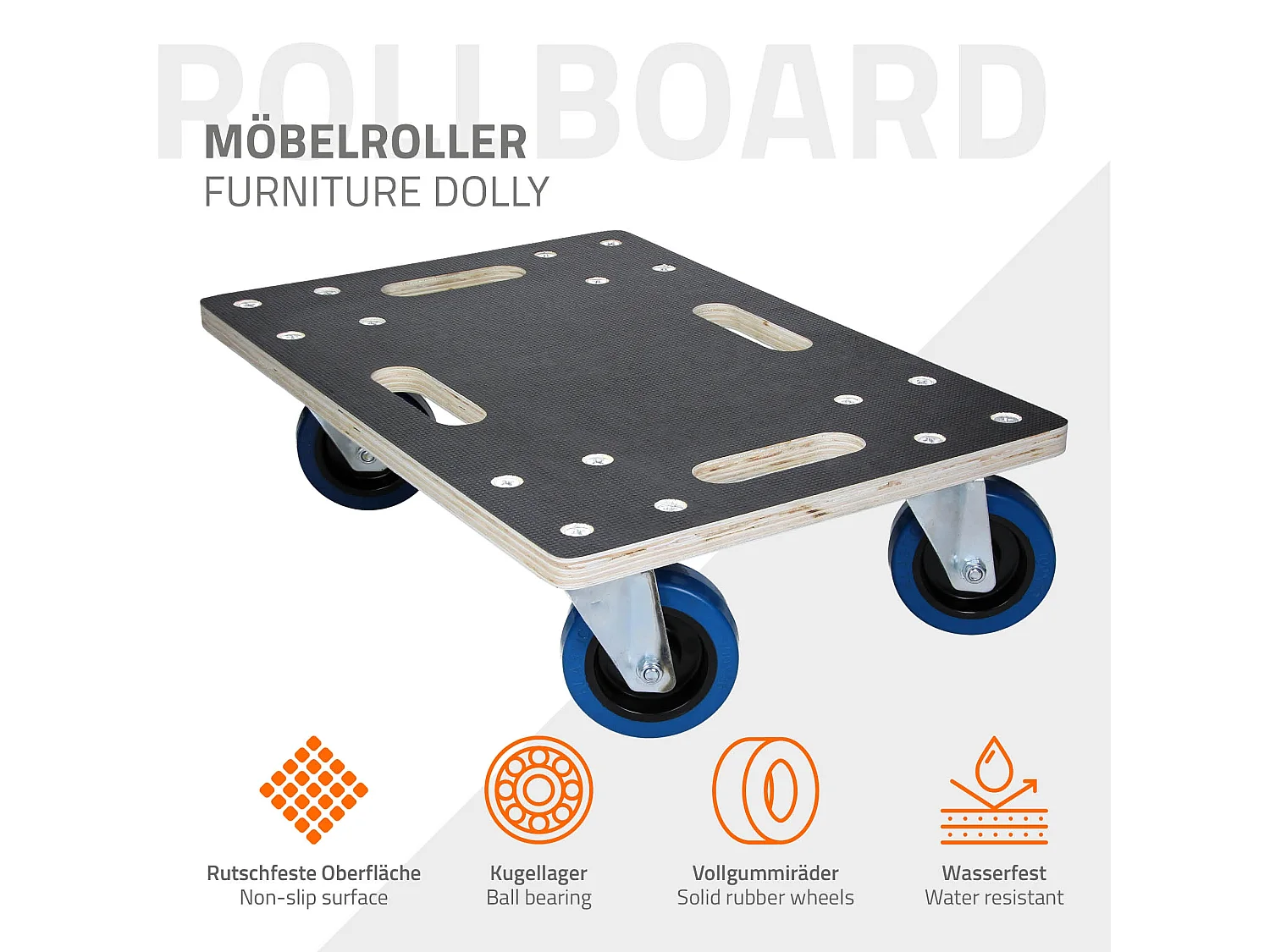 ECD Germany 2x Carrelli da trasporto elettrodomestici 35x50 cm 800 kg con piattaforma girevole 4 ruote in gomma orientabili base per trasloco pesante