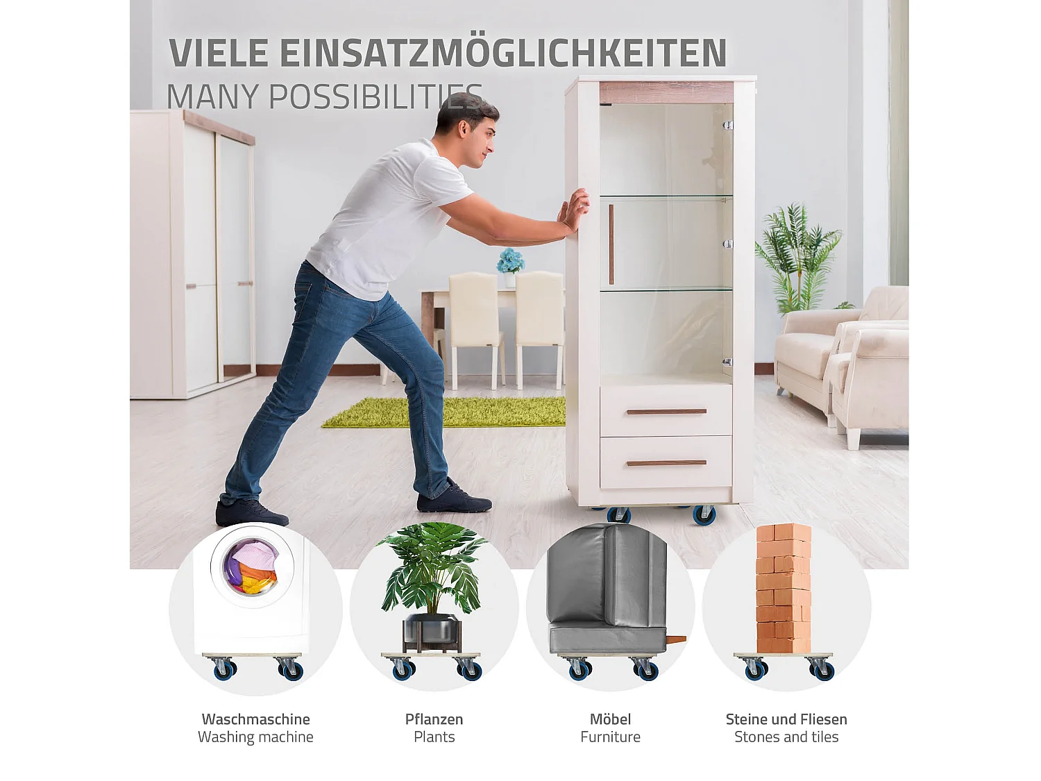 ECD Germany 2x Carrelli da trasporto elettrodomestici 35x50 cm 800 kg con piattaforma girevole 4 ruote in gomma orientabili base per trasloco pesante