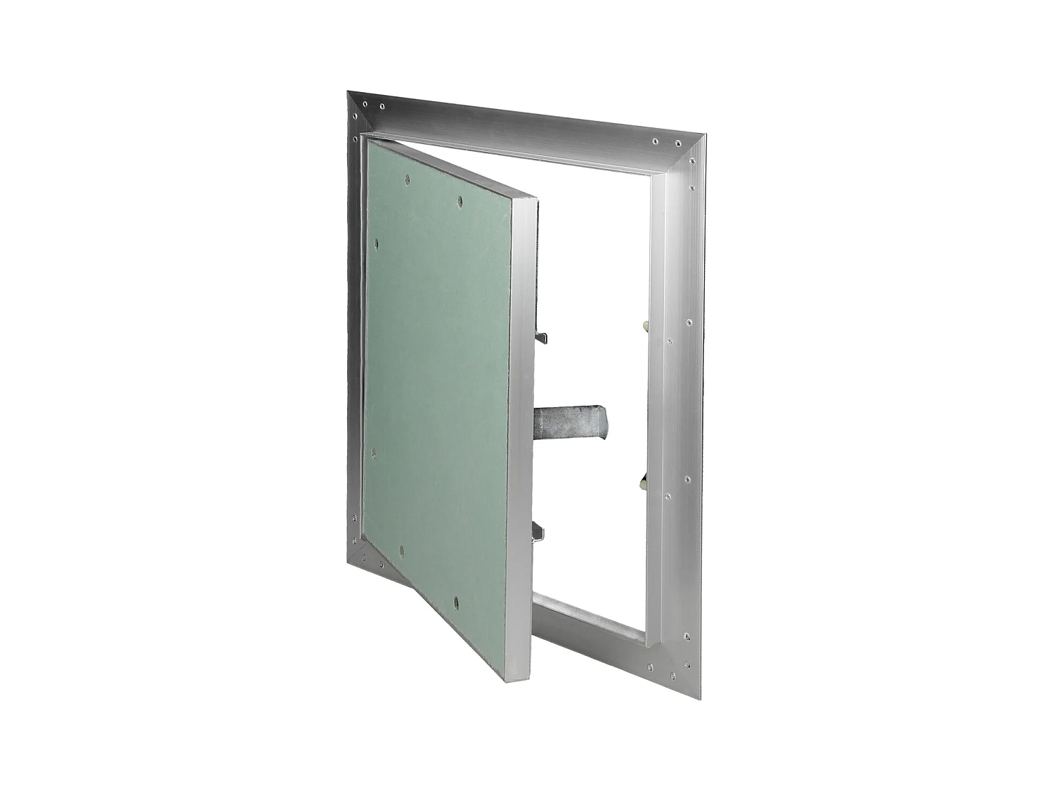 Trappe de visite 250x300 mm aluminium/vert plaque de plâtre imprégnée charnière de porte à droite/à gauche ouverture et fermeture par bouton-poussoir