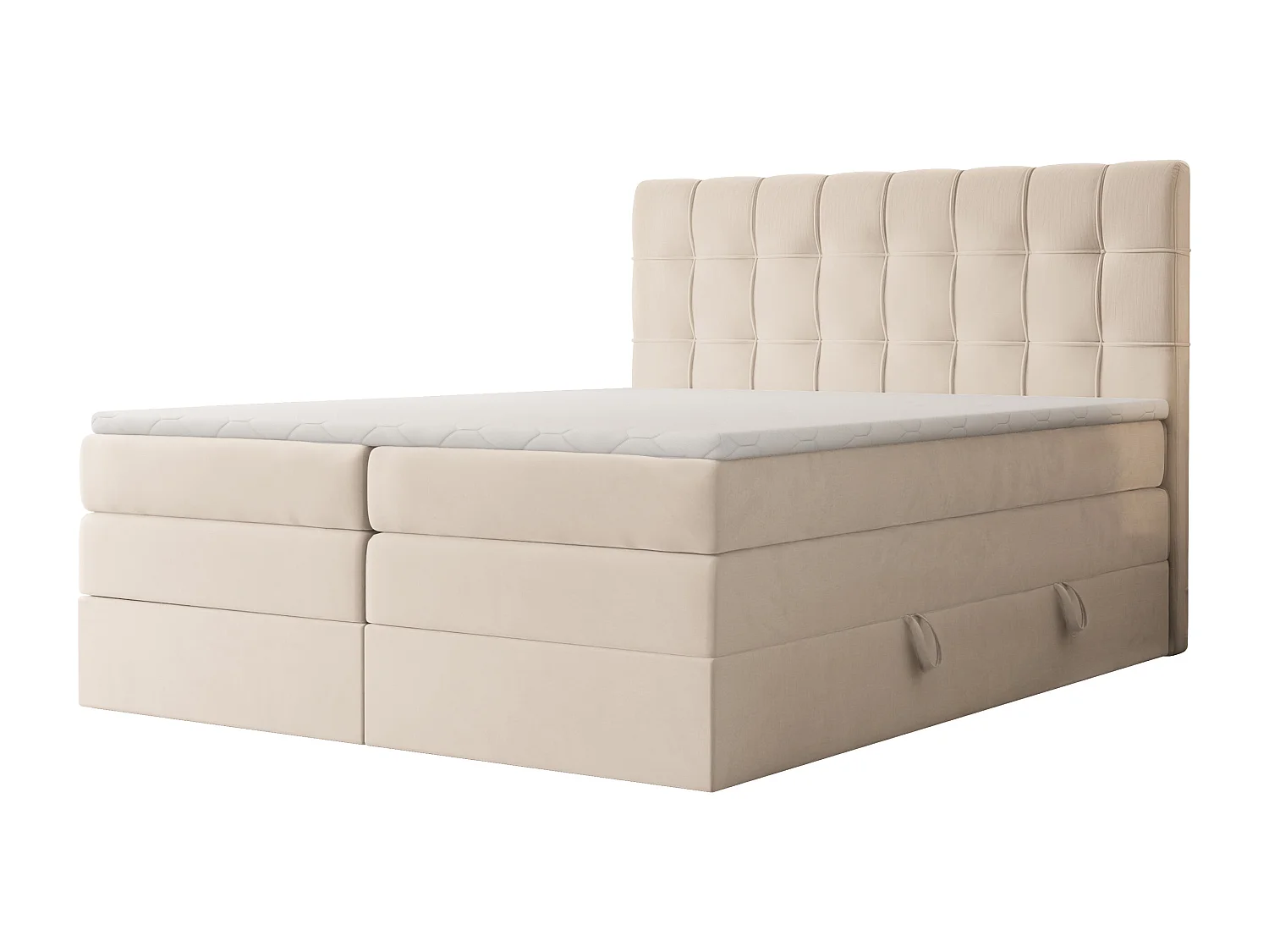 Lit continental rembourré avec surmatelas, crème - 180x200 - SANTINO