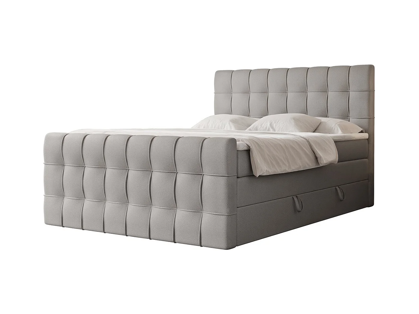 Lit continental rembourré avec surmatelas, gris  - 180x200 - SANTORIO