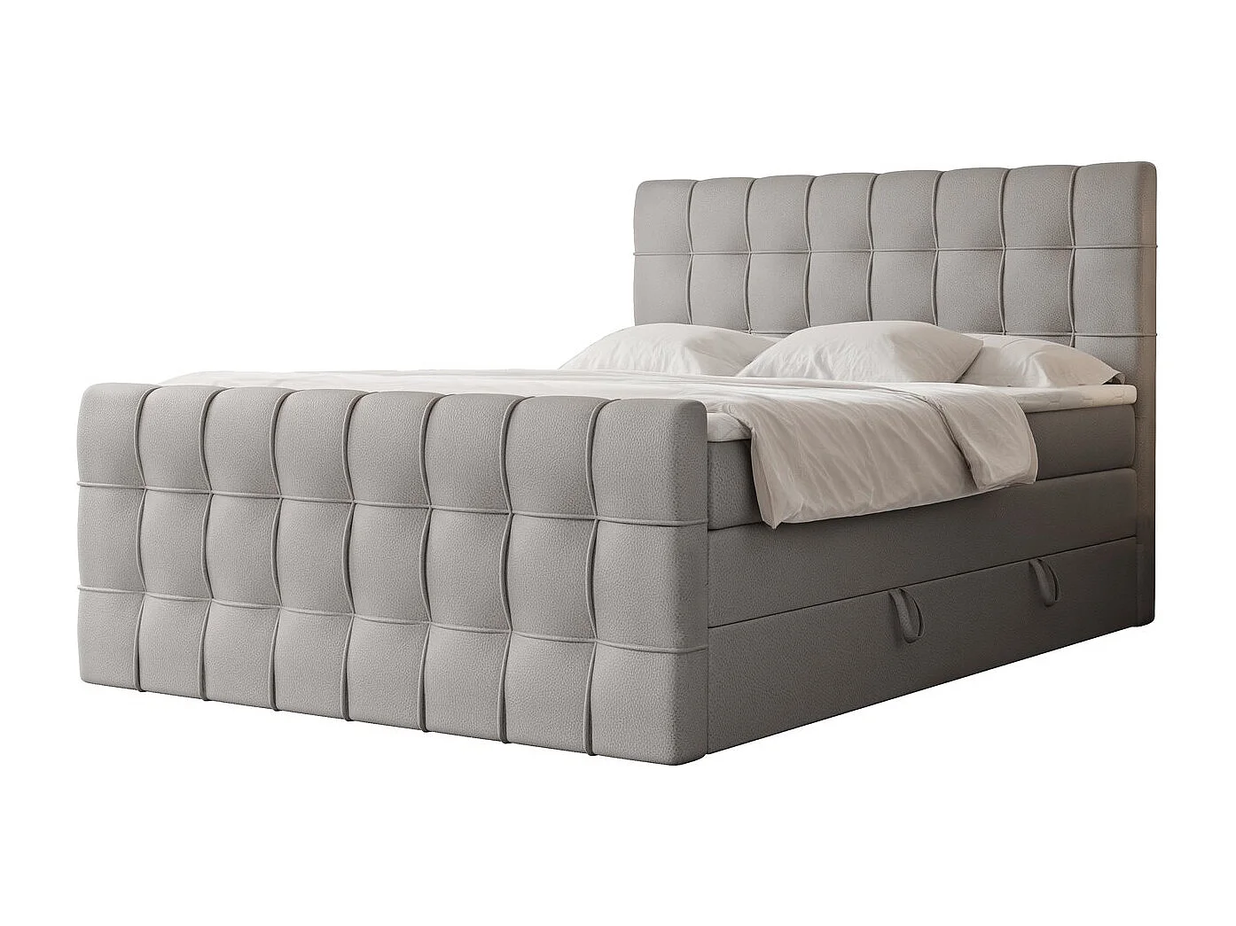 Lit continental rembourré avec surmatelas, gris  - 180x200 - SANTORIO