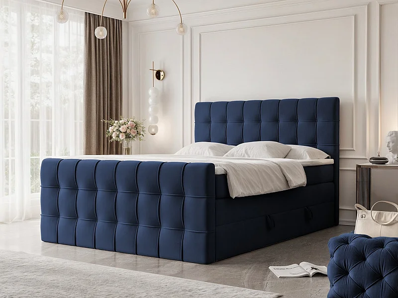 Lit continental rembourré avec surmatelas, bleu - 140x200 - SANTORIO