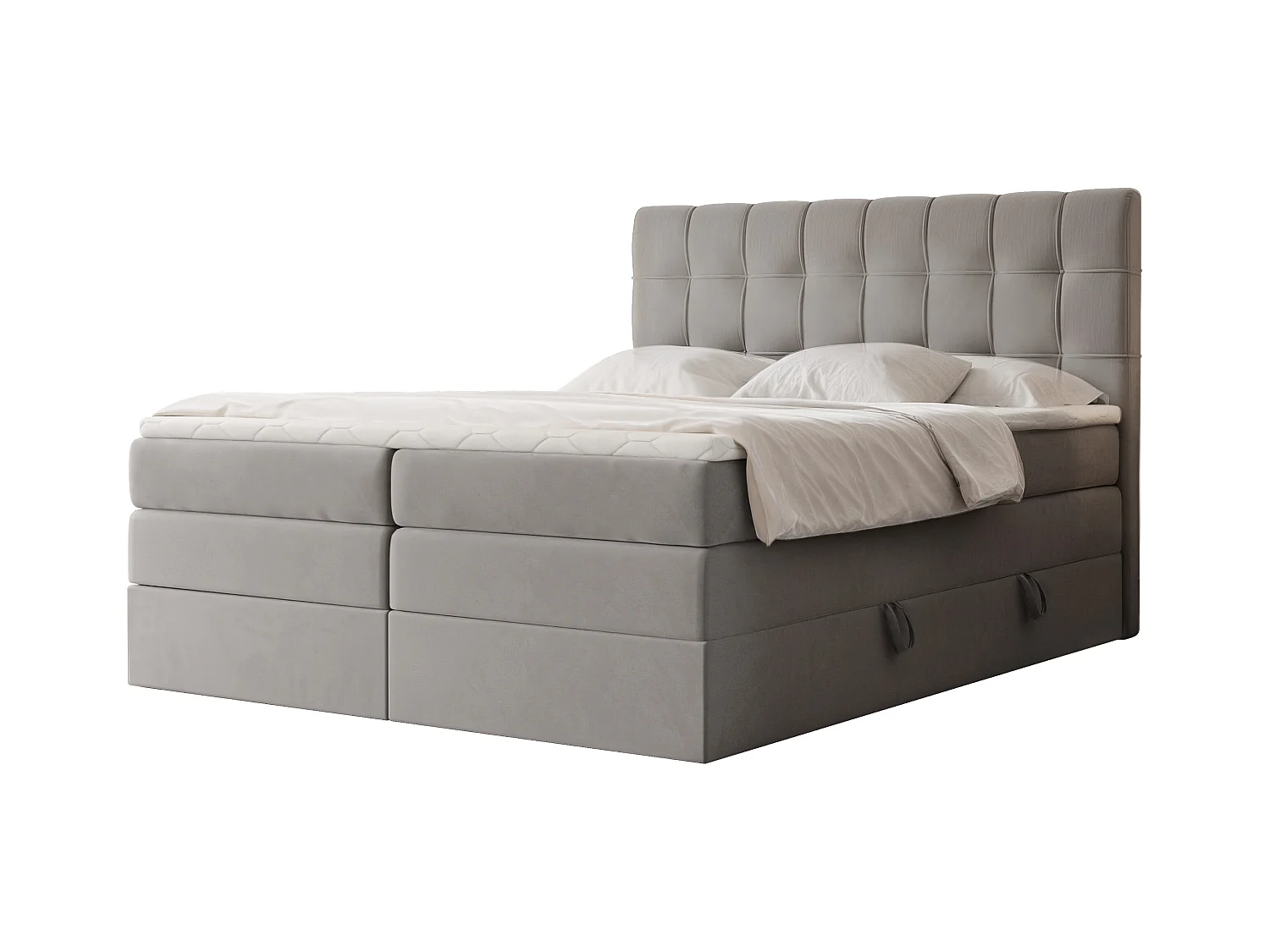 Lit continental rembourré avec surmatelas, gris - 140x200 - SANTINO