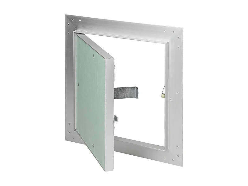 Trappe de visite 200x200 mm aluminium/vert plaque de plâtre imprégnée charnière de porte à droite/à gauche ouverture et fermeture par bouton-poussoir
