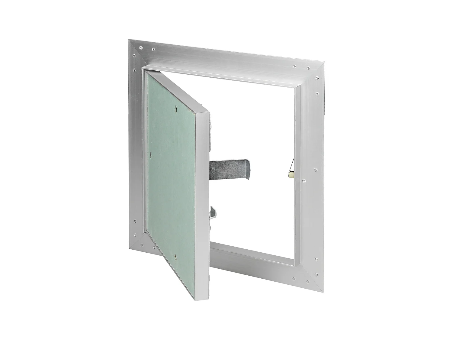 Trappe de visite 200x200 mm aluminium/vert plaque de plâtre imprégnée charnière de porte à droite/à gauche ouverture et fermeture par bouton-poussoir