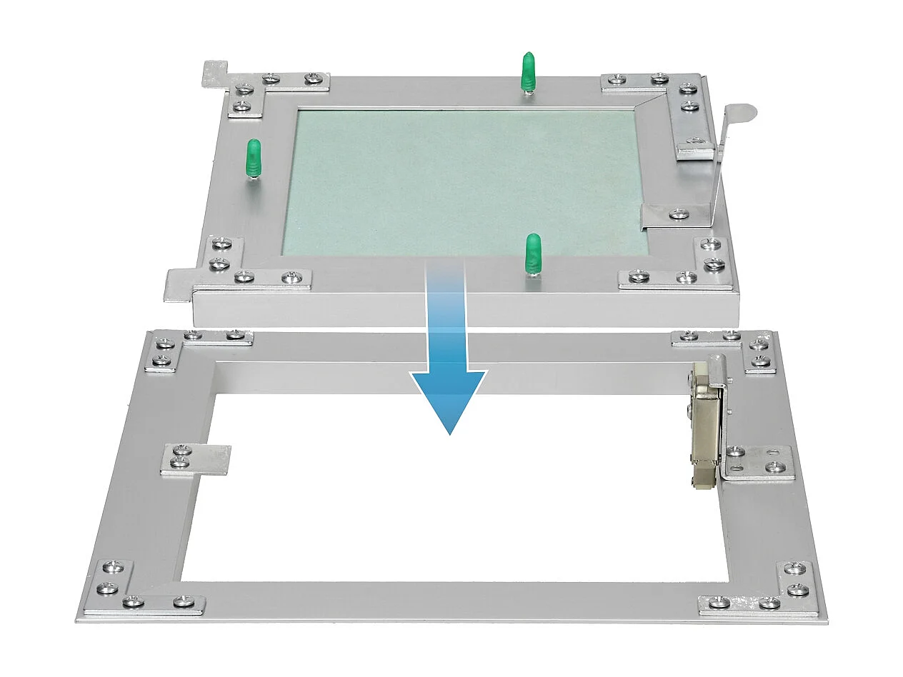 ECD Germany Pannello di accesso 20x20 cm verde telaio di alluminio per ambienti umidi controllo ispezione sportello manutenzione botola di accesso