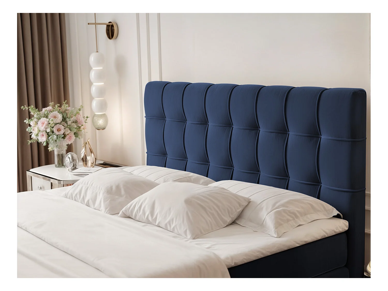 Lit continental rembourré avec surmatelas, bleu - 160x200 - SANTORIO