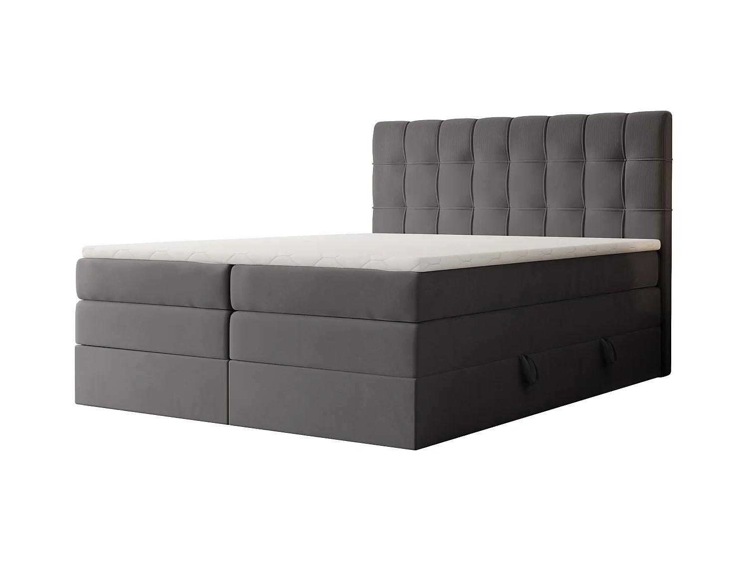 Lit continental rembourré avec surmatelas, gris anthracite - 180x200 - SANTINO