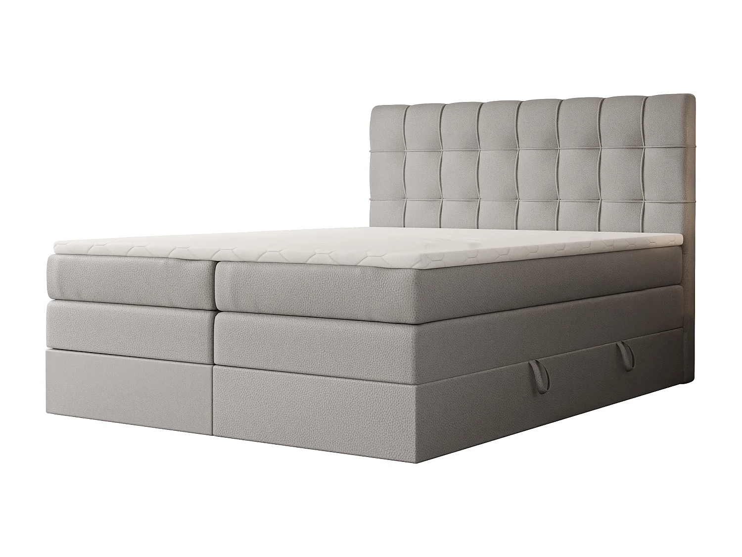 Lit continental rembourré avec surmatelas, gris  - 140x200 - SANTINO