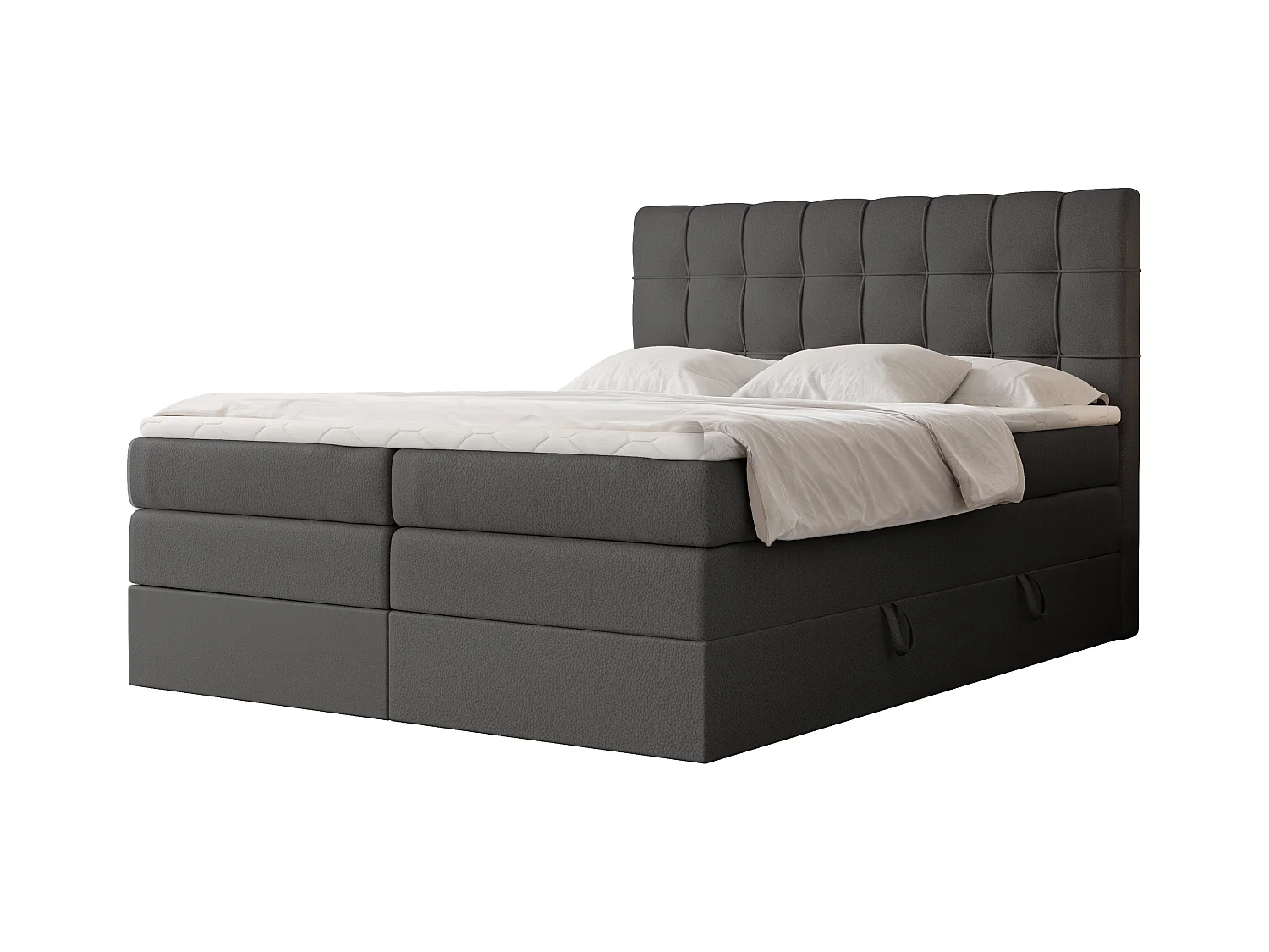 Lit continental rembourré avec surmatelas, noir  - 120x200 - SANTINO