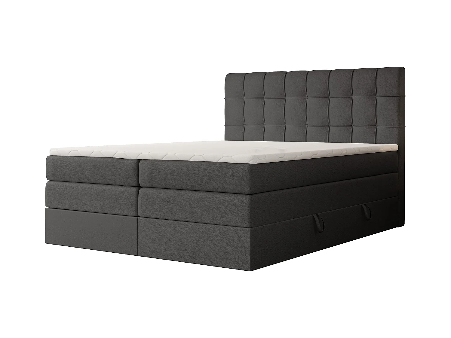 Lit continental rembourré avec surmatelas, noir  - 120x200 - SANTINO
