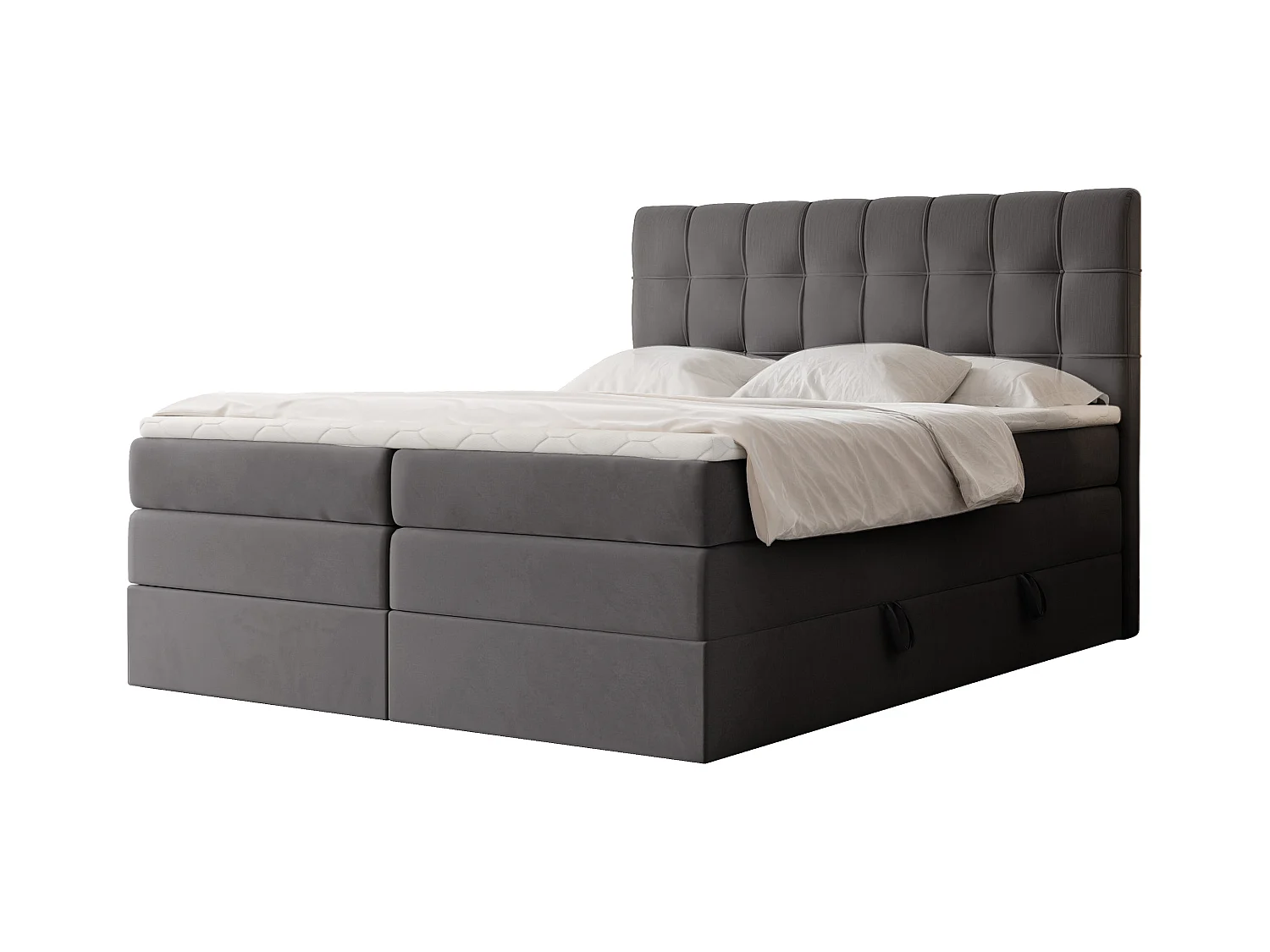 Lit continental rembourré avec surmatelas, gris anthracite - 160x200 - SANTINO