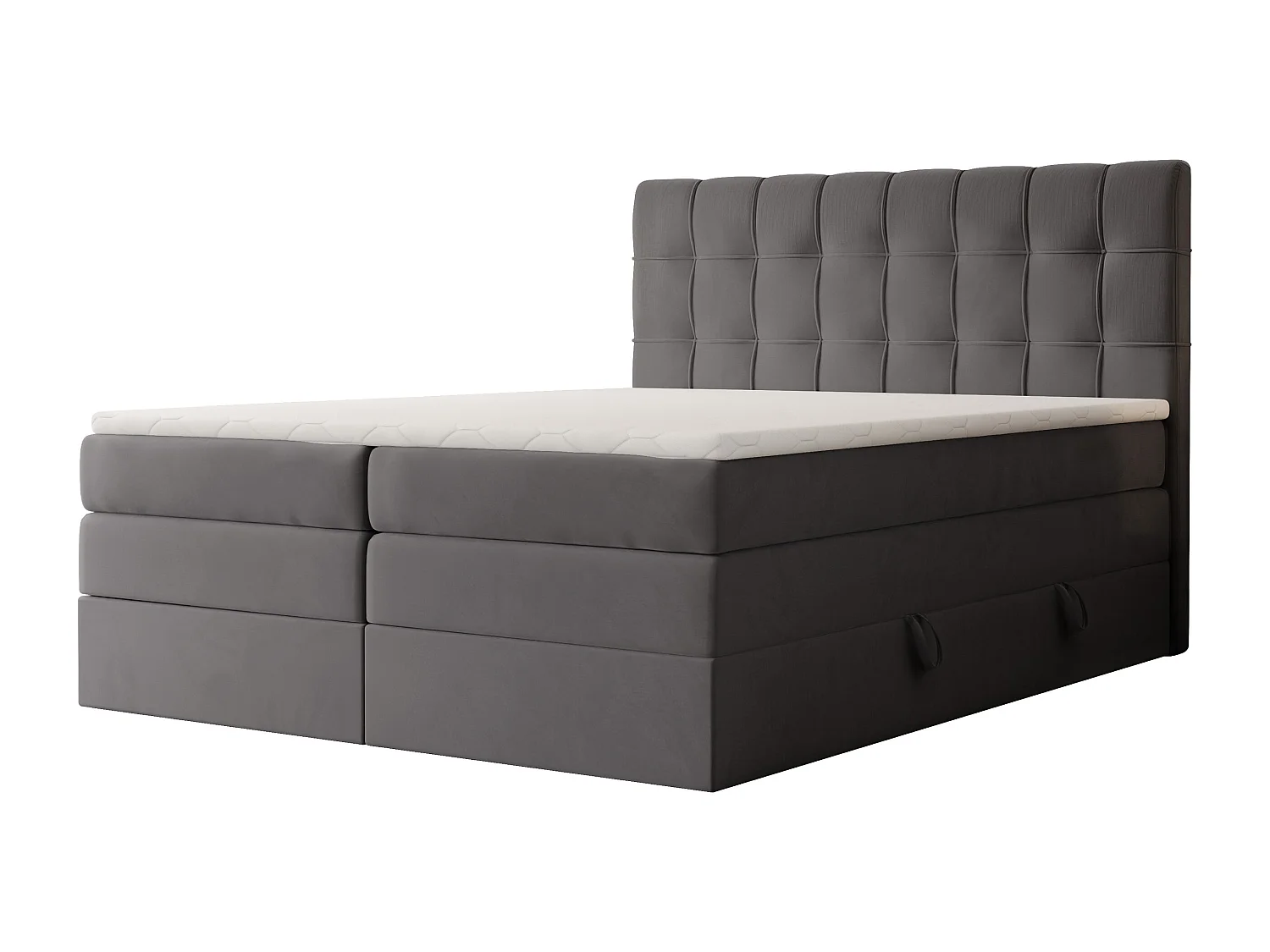 Lit continental rembourré avec surmatelas, gris anthracite - 160x200 - SANTINO