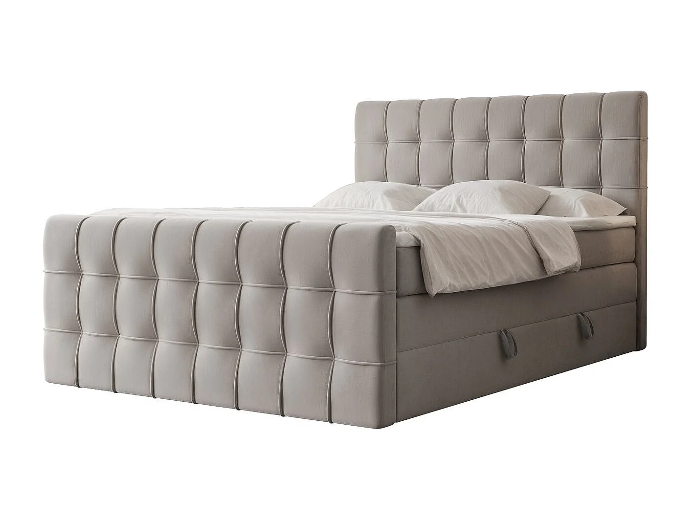 Lit continental rembourré avec surmatelas, gris - 200x200 - SANTORIO