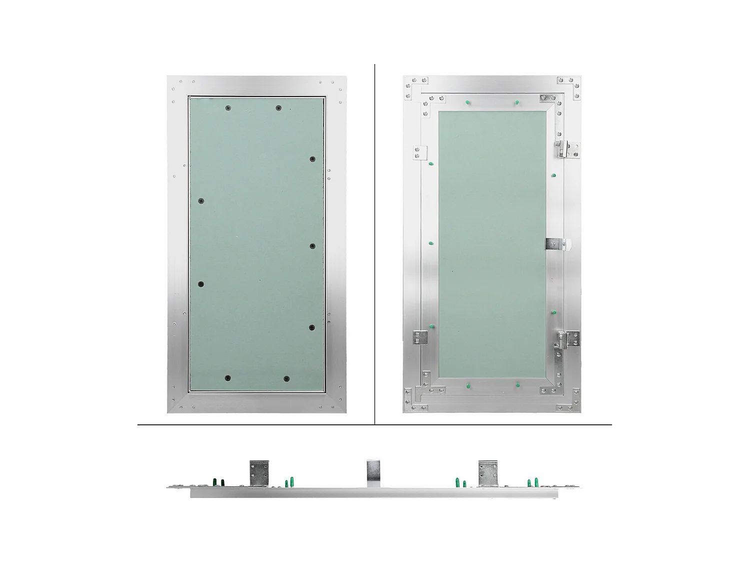Trappe de visite 300x600 mm aluminium/vert plaque de plâtre imprégnée charnière de porte à droite/à gauche ouverture et fermeture par bouton-poussoir