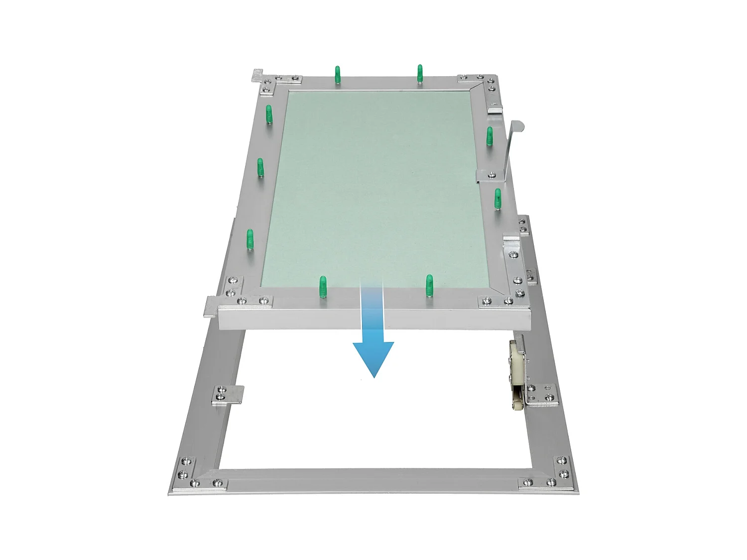 Trappe de visite 300x600 mm aluminium/vert plaque de plâtre imprégnée charnière de porte à droite/à gauche ouverture et fermeture par bouton-poussoir