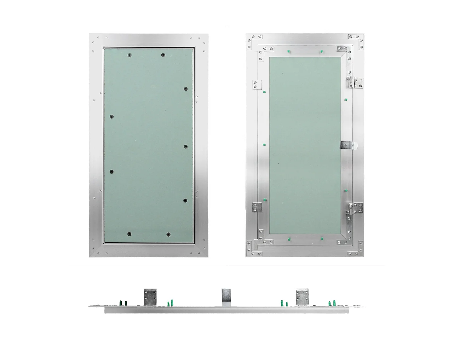 Trappe de visite 300x600 mm aluminium/vert plaque de plâtre imprégnée charnière de porte à droite/à gauche ouverture et fermeture par bouton-poussoir