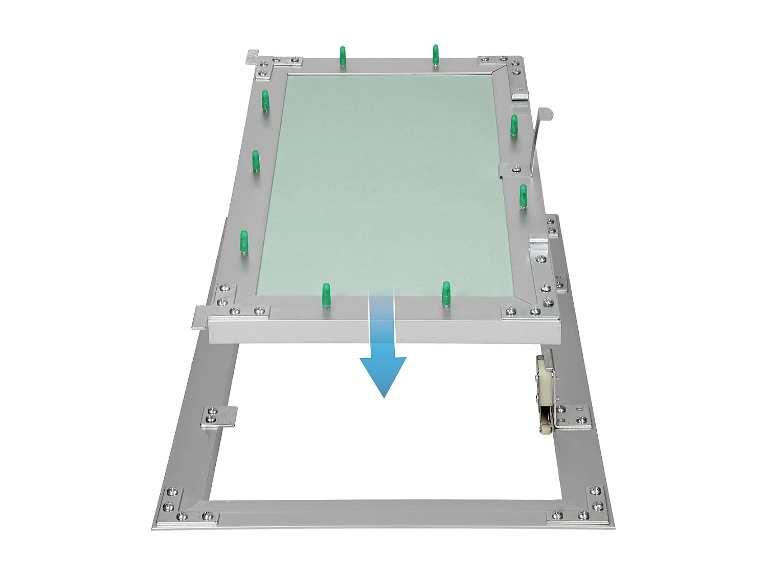 Trappe de visite 300x600 mm aluminium/vert plaque de plâtre imprégnée charnière de porte à droite/à gauche ouverture et fermeture par bouton-poussoir