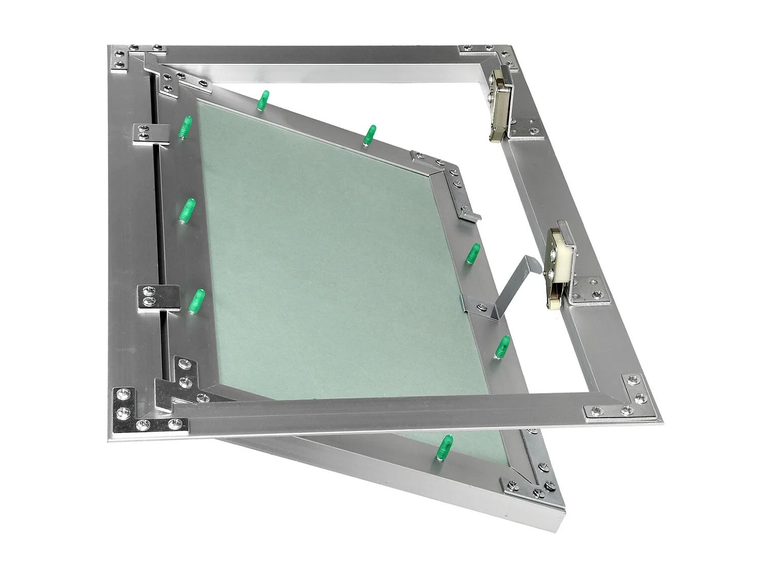 Trappe de visite 300x600 mm aluminium/vert plaque de plâtre imprégnée charnière de porte à droite/à gauche ouverture et fermeture par bouton-poussoir