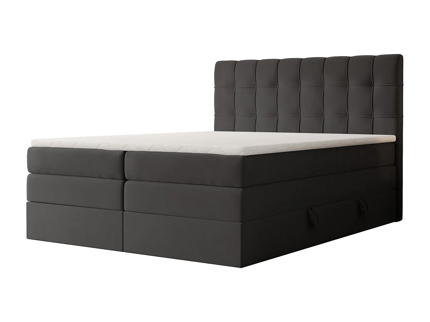 Lit continental rembourré avec surmatelas, gris anthracite - 200x200 - SANTINO