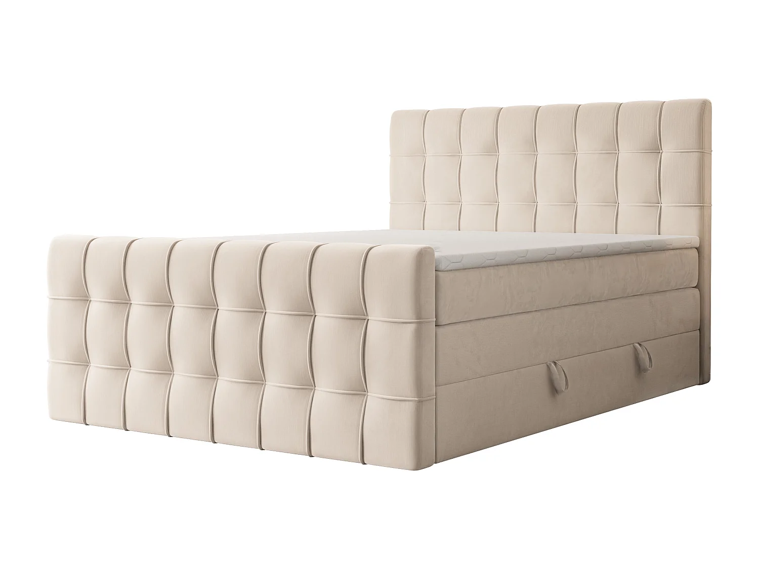 Lit continental rembourré avec surmatelas, crème - 120x200 - SANTORIO