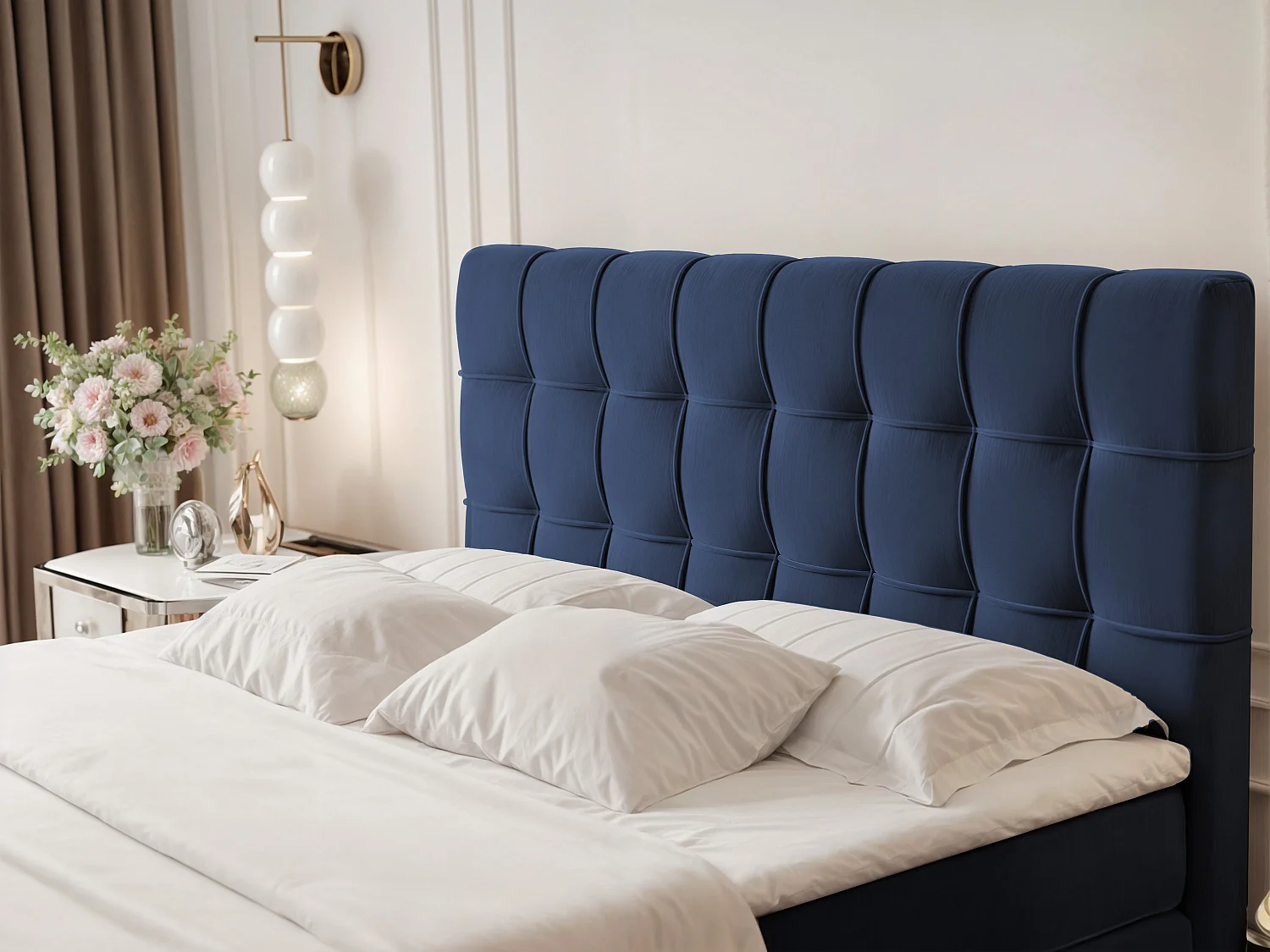 Lit continental rembourré avec surmatelas, bleu - 180x200 - SANTORIO