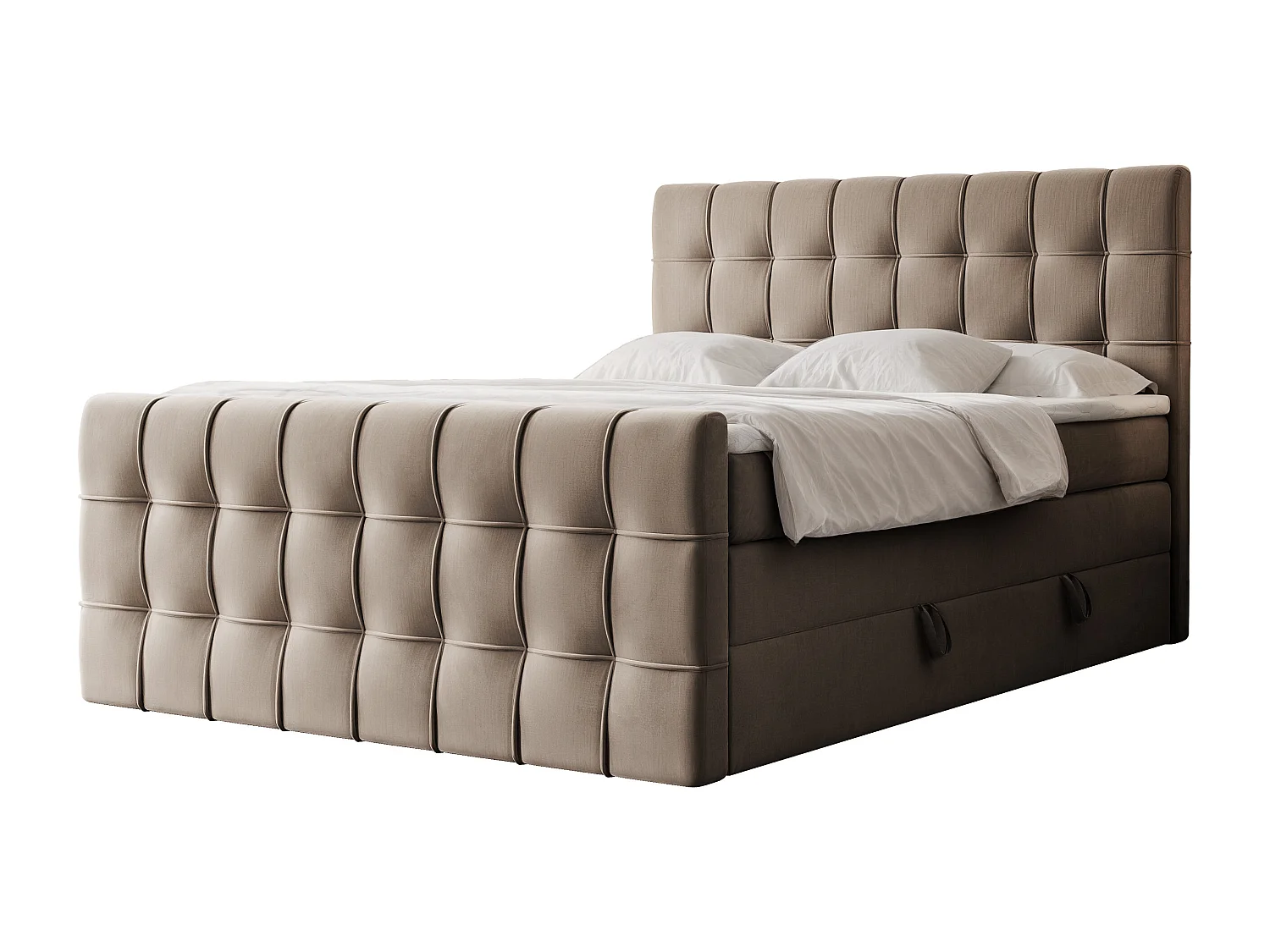 Lit continental rembourré avec surmatelas, marron - 120x200 - SANTORIO