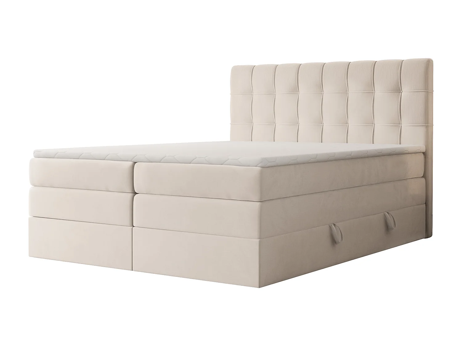Lit continental rembourré avec surmatelas, beige - 120x200 - SANTINO