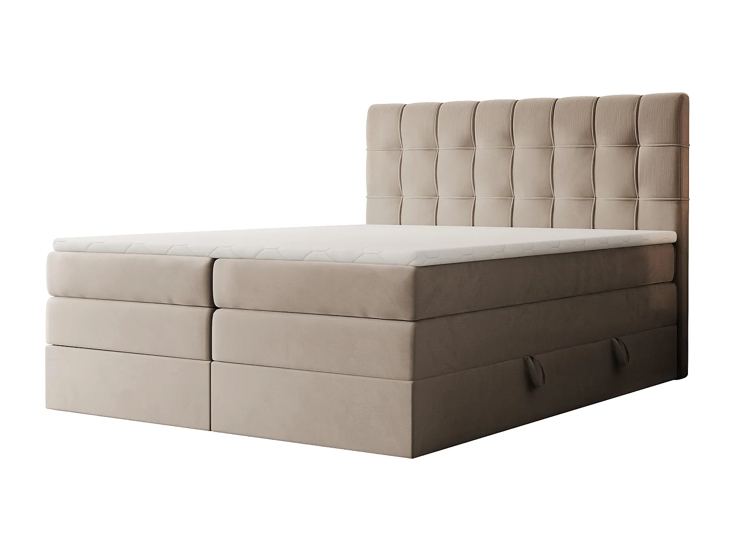 Lit continental rembourré avec surmatelas, marron - 140x200 - SANTINO