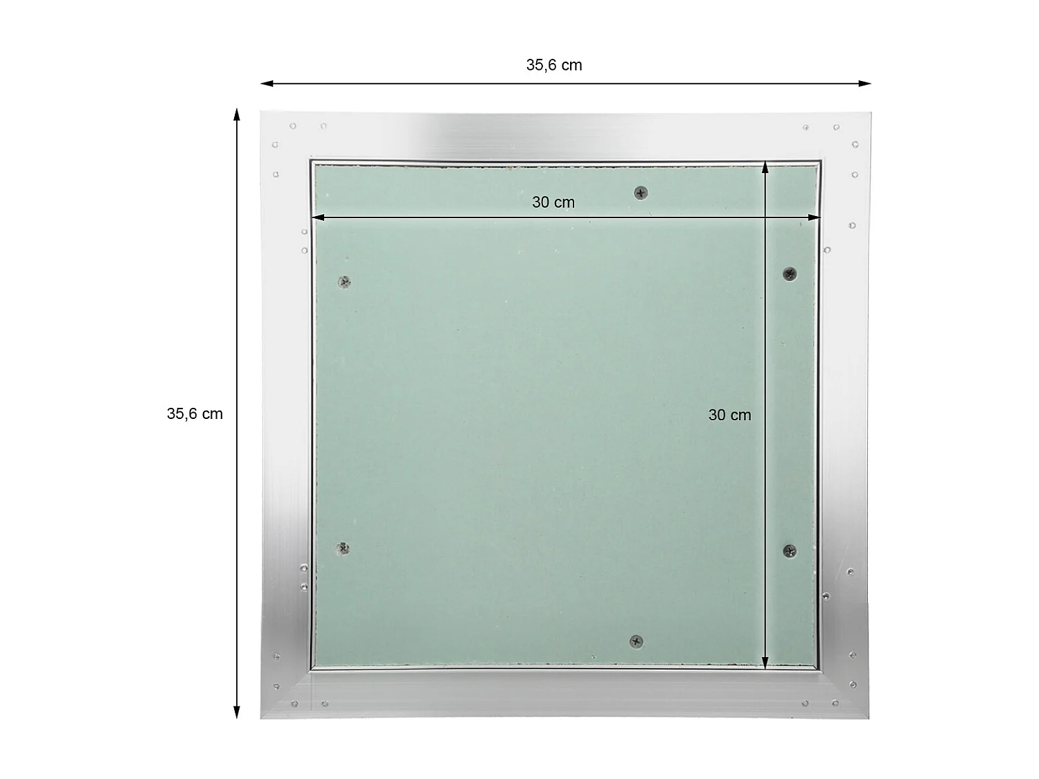 Trappe de visite 300x300 mm aluminium/vert plaque de plâtre imprégnée charnière de porte à droite/à gauche ouverture et fermeture par bouton-poussoir